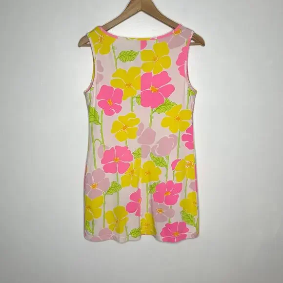 Vintage Lilly Pulitzer Shift Dress Womens Medium Pink Yellow Floral Pockets - Picture 8 of 11